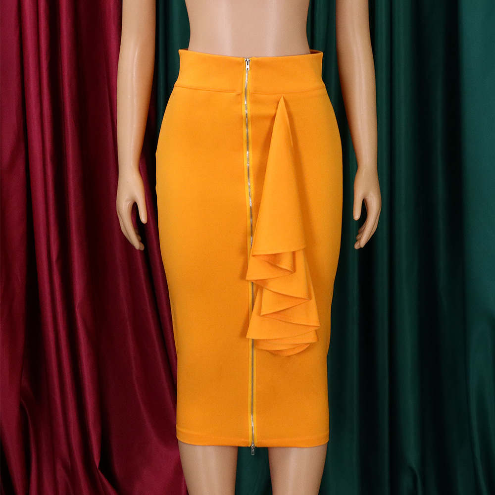 Slim zip autumn fashion large yard skirt for women
