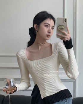 Irregular France style elegant sweater for women