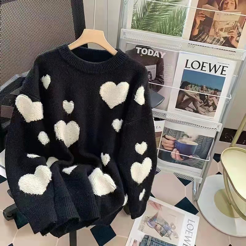 Heart autumn and winter sweater pullover tops for women