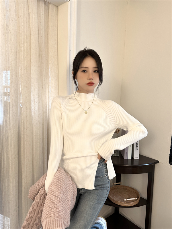 Unique high collar bottoming shirt knitted sweater