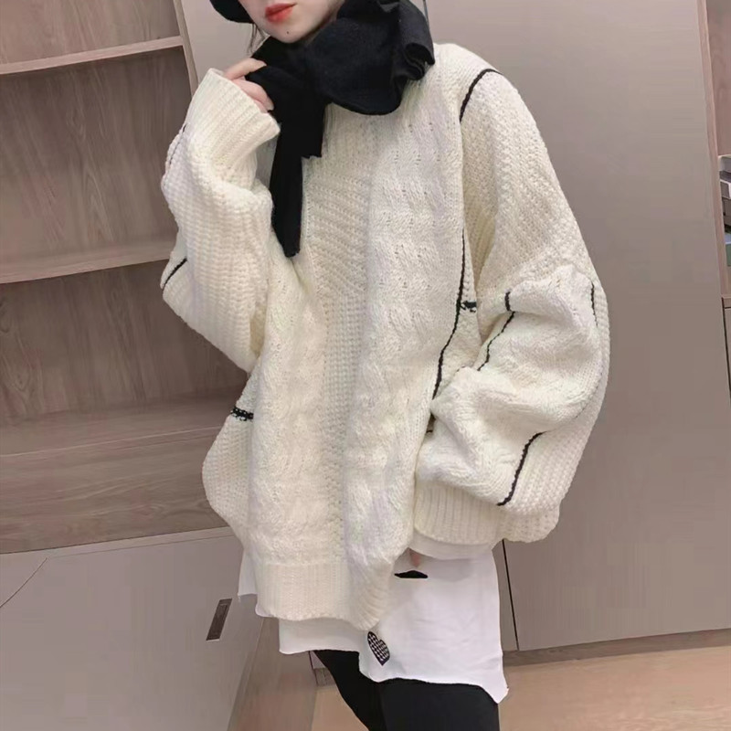 Loose winter lazy twist thick sweater for women