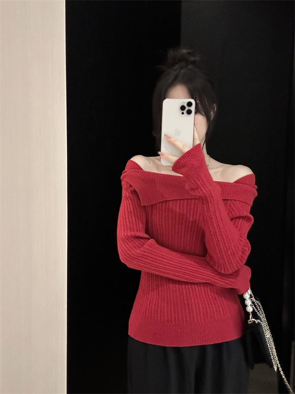 Strapless tops autumn and winter sweater for women