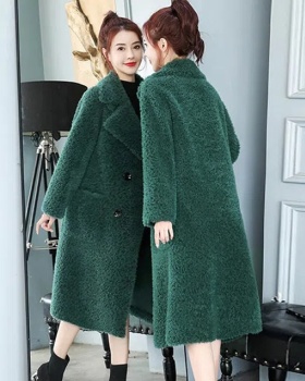 Winter long lambs wool coat thick Korean style loose fur coat