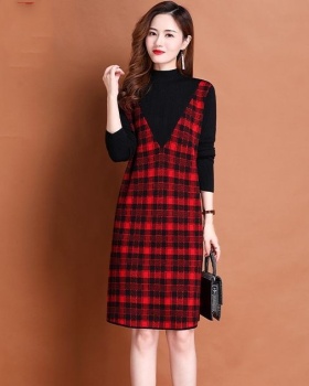 Slim pinched waist lengthen France style long sleeve dress