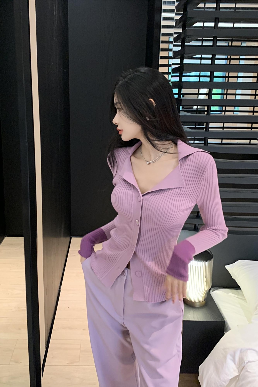 Knitted V-neck classic unique slim autumn and winter cardigan