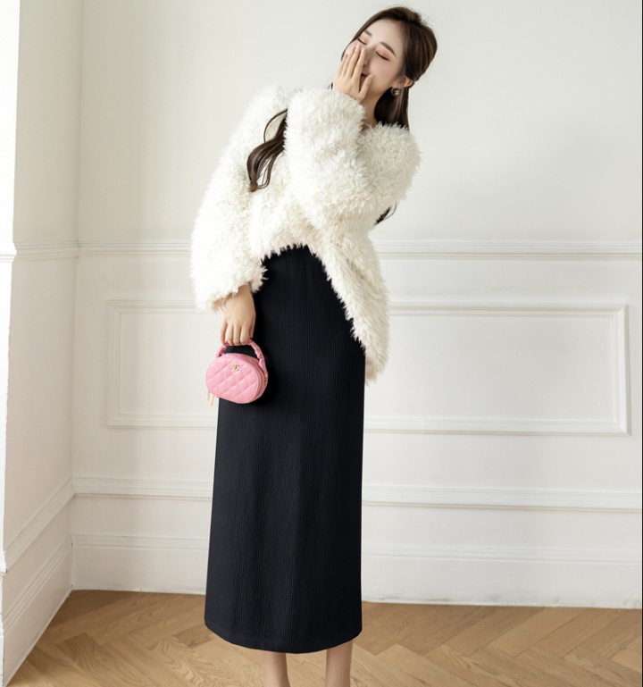 Slim autumn and winter package hip pure knitted loose skirt