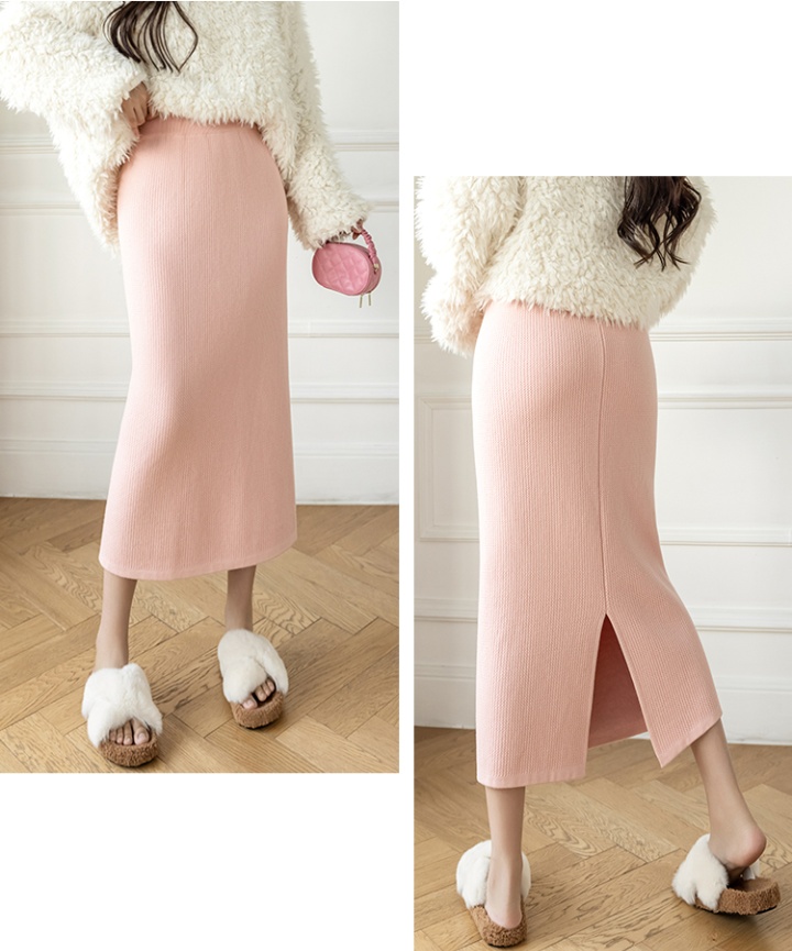 Slim autumn and winter package hip pure knitted loose skirt