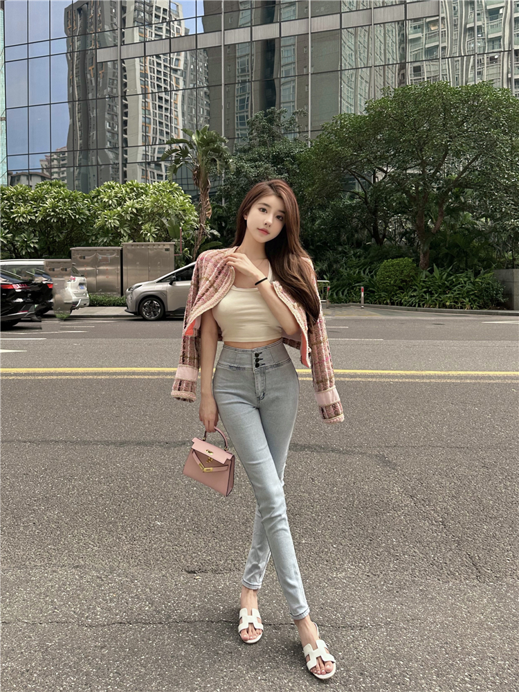Slim Korean style jeans all-match high waist pencil pants for women