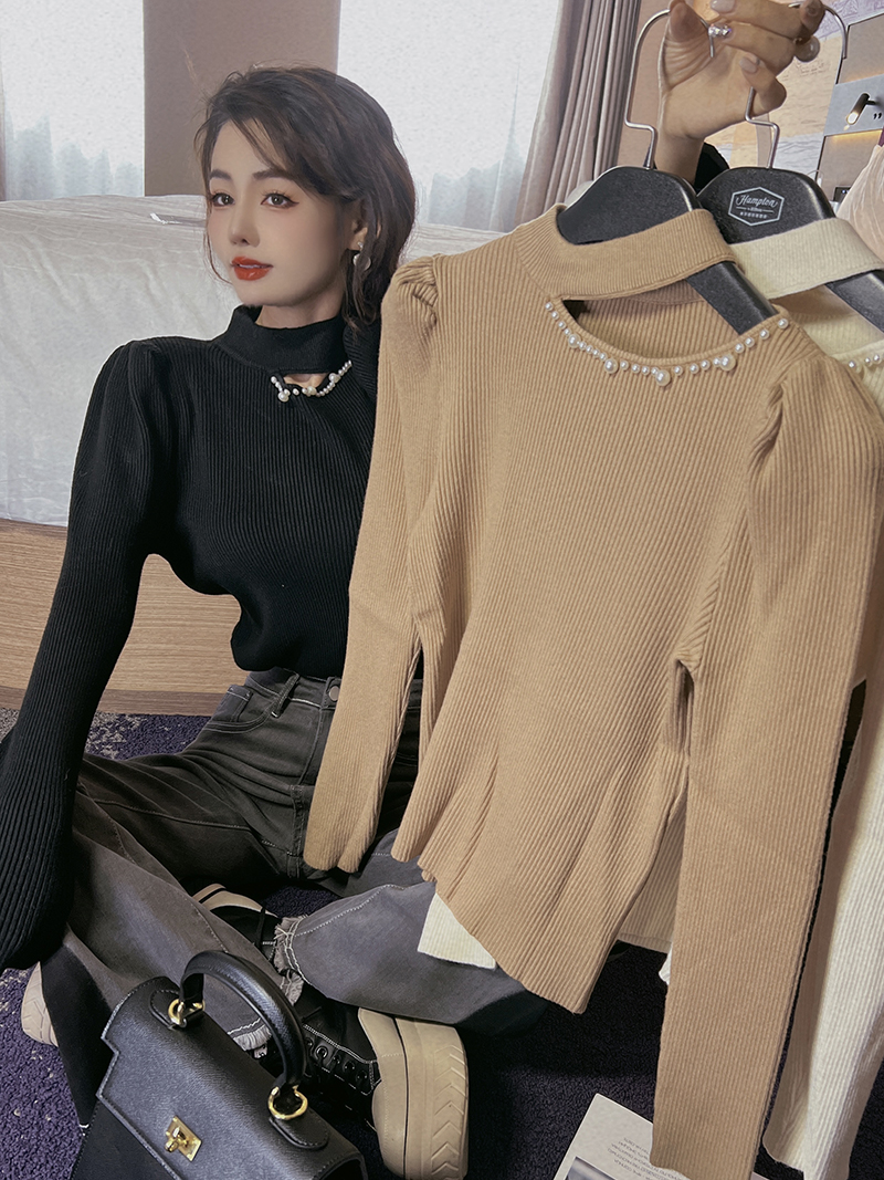 Western style sweater hollow bottoming shirt for women