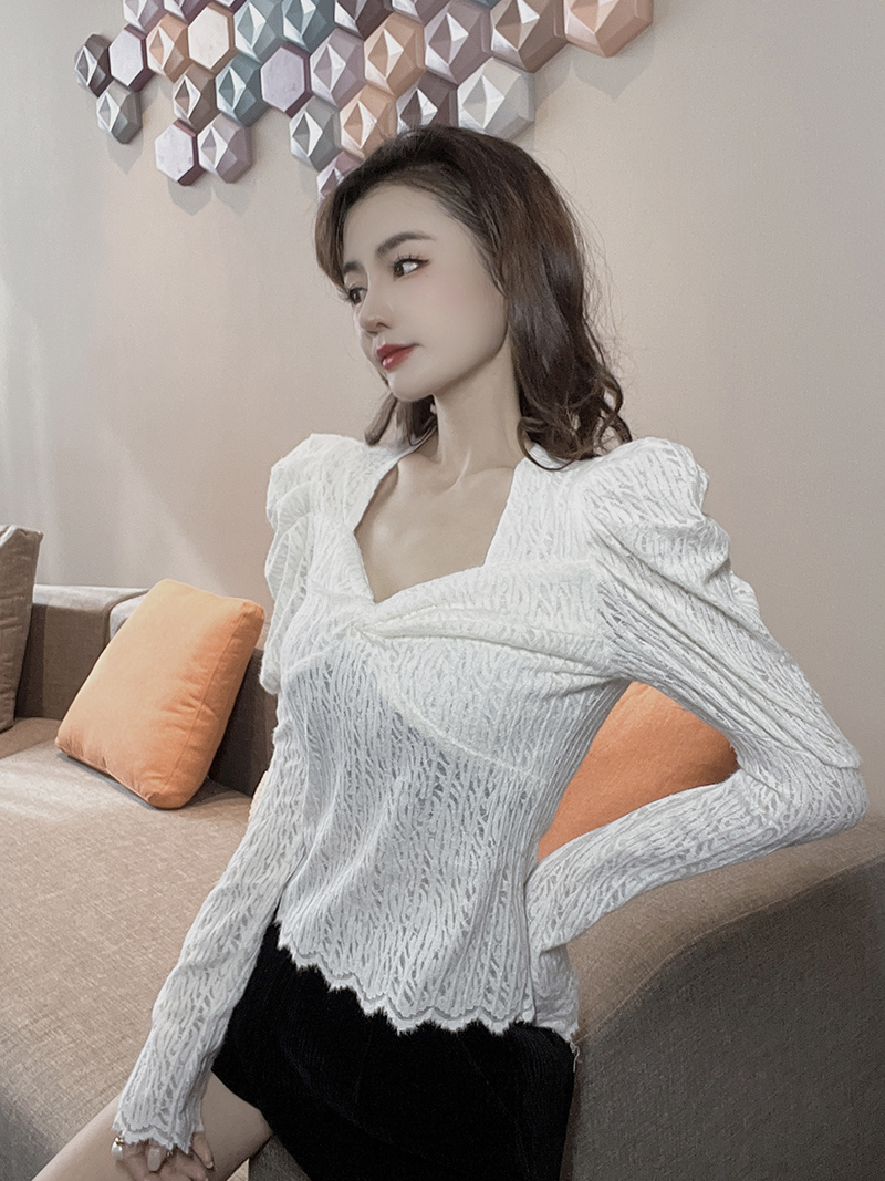 Square collar bottoming shirt tops for women