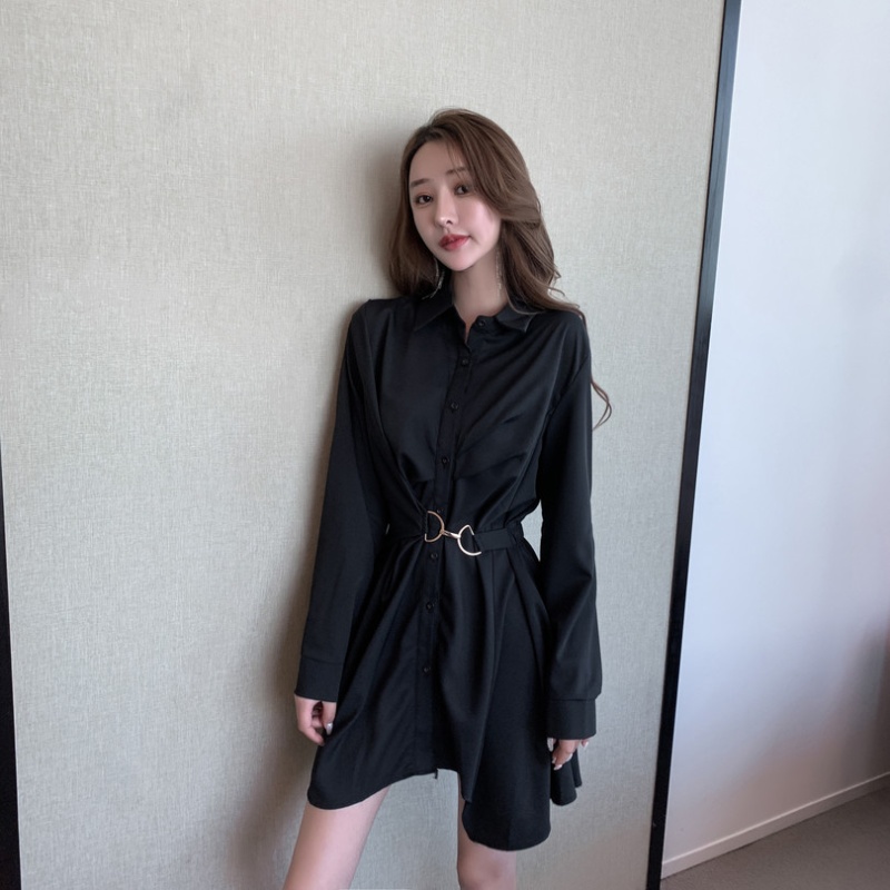 Loose spring and autumn dress pinched waist shirt