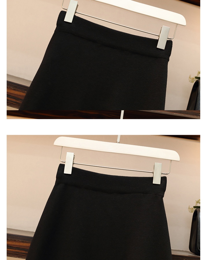 Fat skirt long sleeve sweater 2pcs set for women