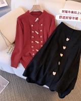 Temperament skirt embroidery sweater 2pcs set for women