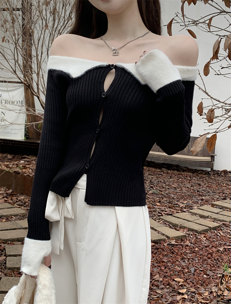 Flat shoulder sweater autumn and winter tops