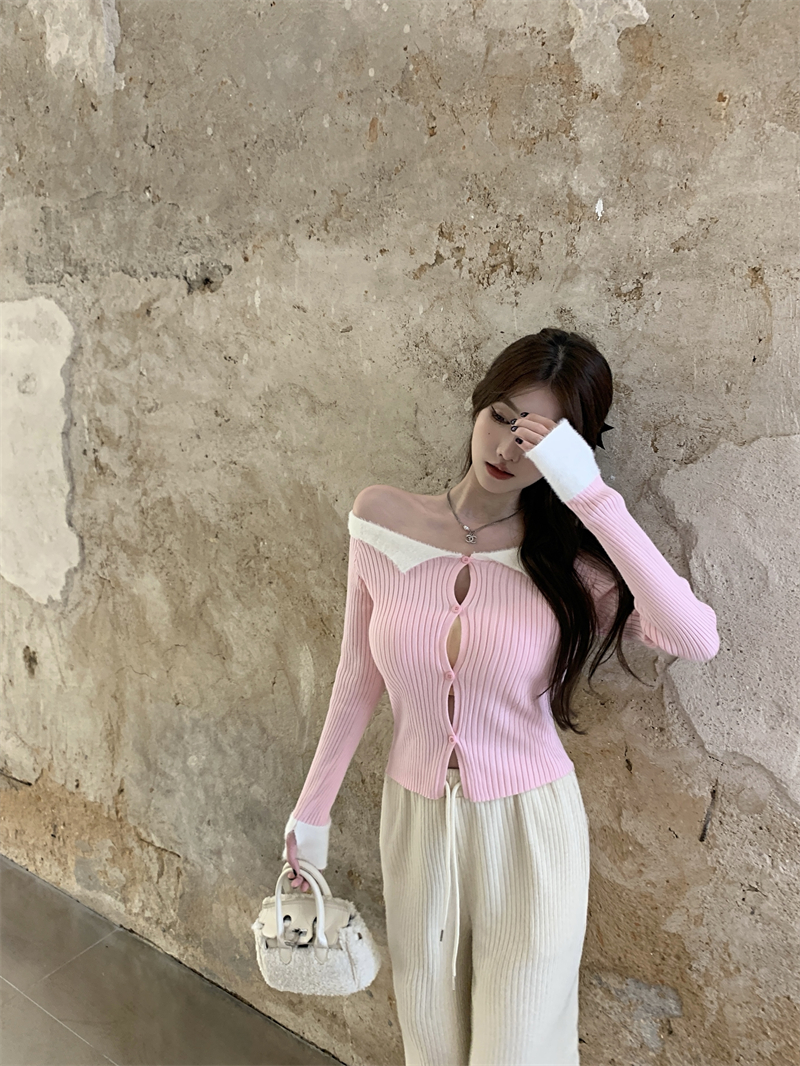 Flat shoulder sweater autumn and winter tops