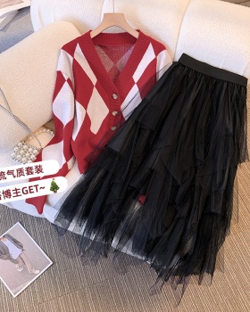 Fat skirt temperament sweater 2pcs set for women