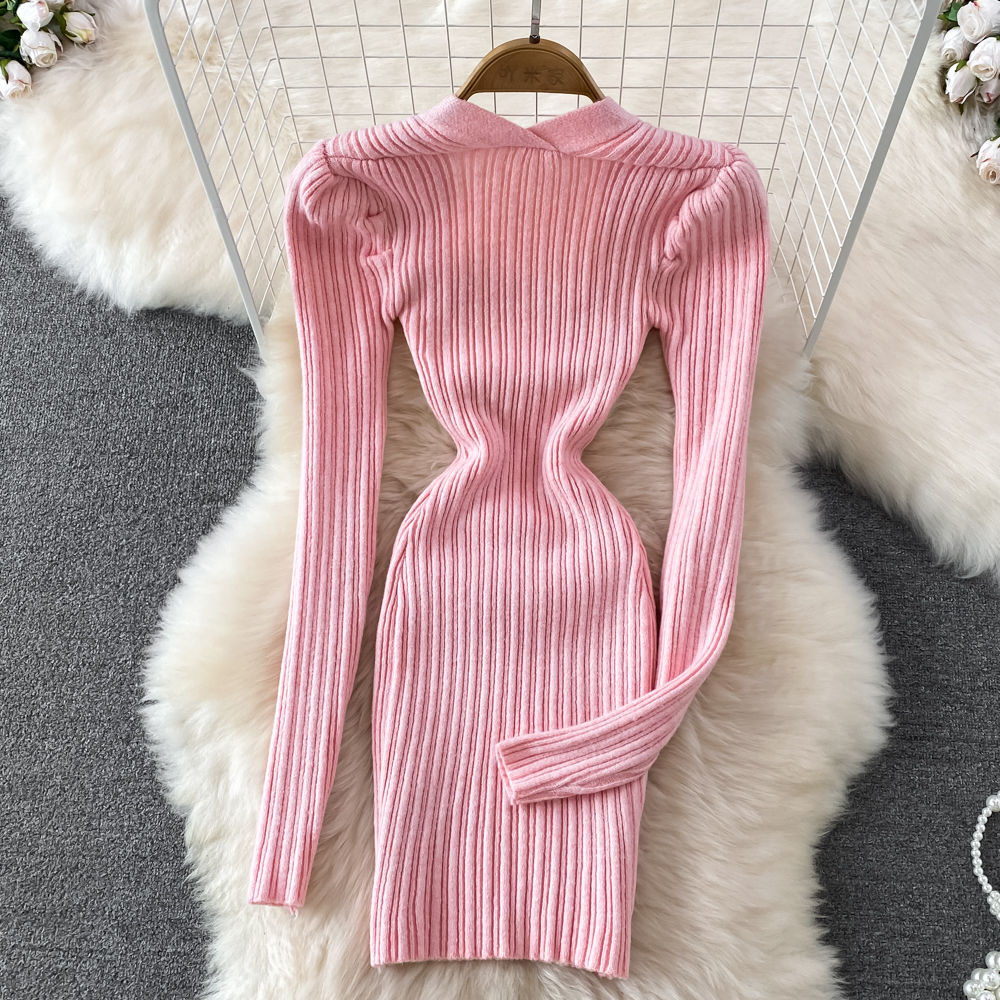 Tight bubble sweater package hip dress