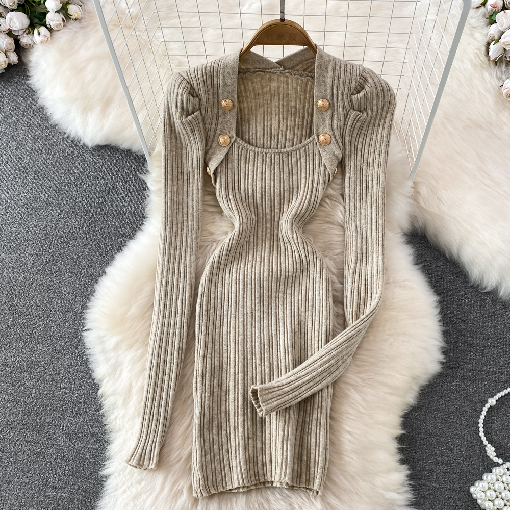 Tight bubble sweater package hip dress