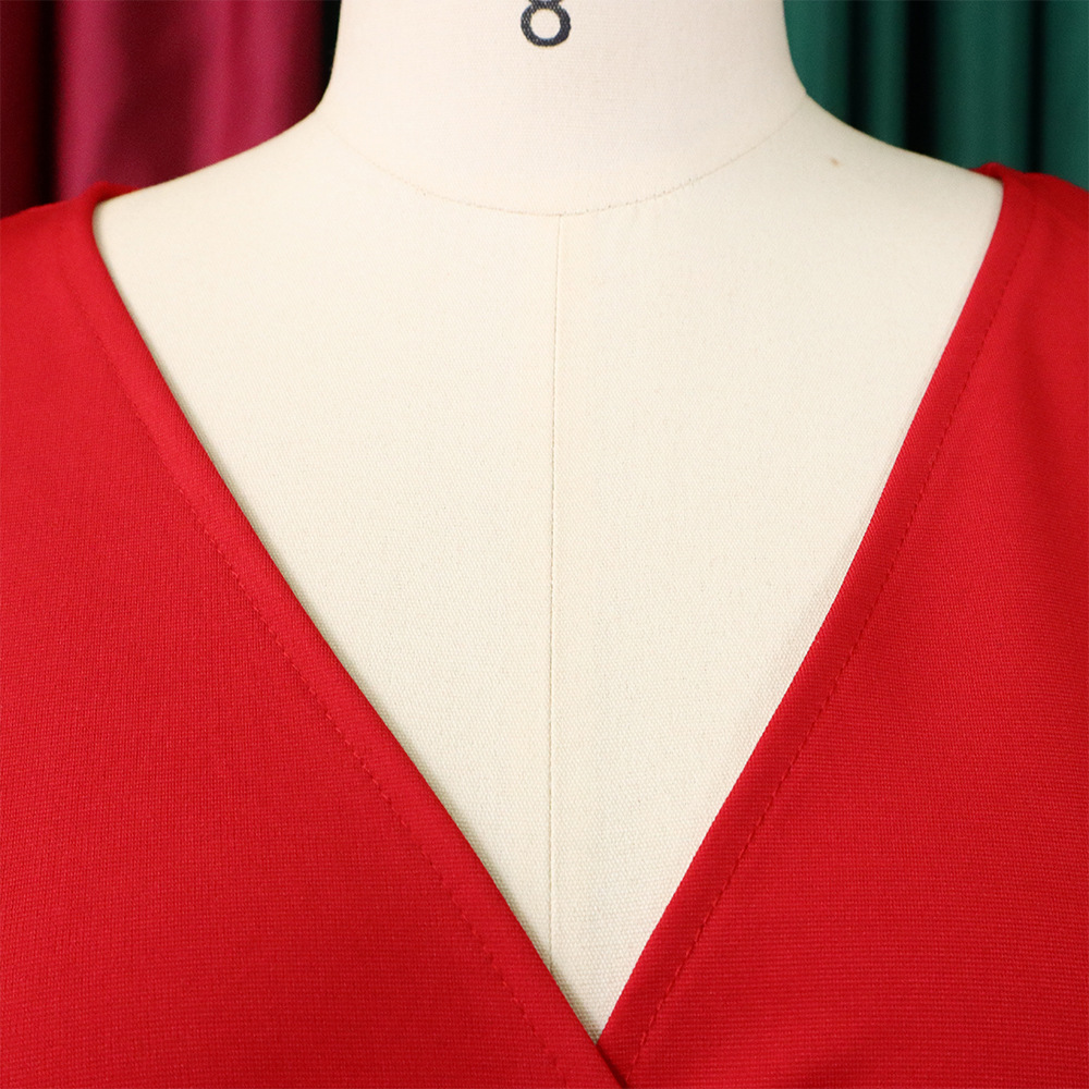 V-neck splice elegant temperament large yard gauze dress