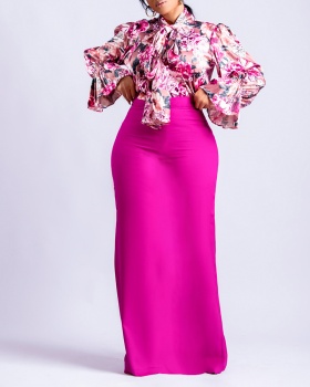 Printing skirt fashion long skirt 2pcs set for women