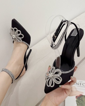 Korean style fine-root sandals satin shoes for women
