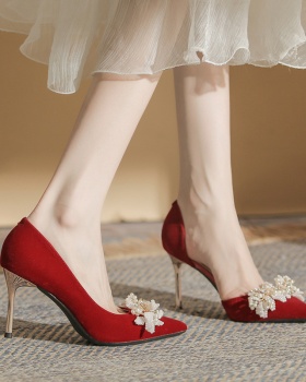 Bride wedding dress pointed high-heeled shoes for women