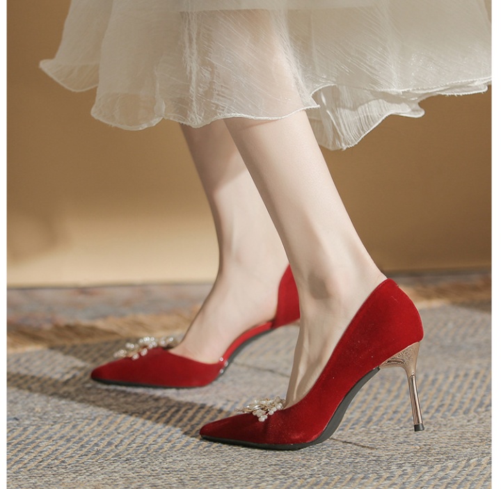 High-heeled fine-root wedding dress bride shoes for women