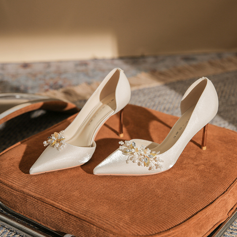 High-heeled fine-root wedding dress bride shoes for women