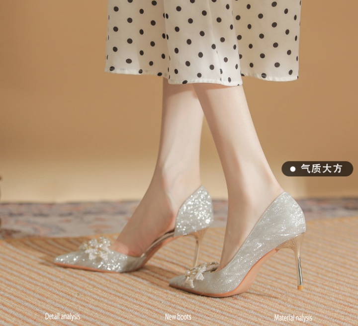 Winter fine-root shoes pointed wedding shoes for women