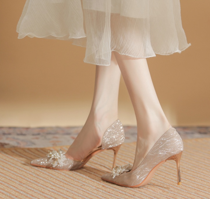 Winter fine-root shoes pointed wedding shoes for women