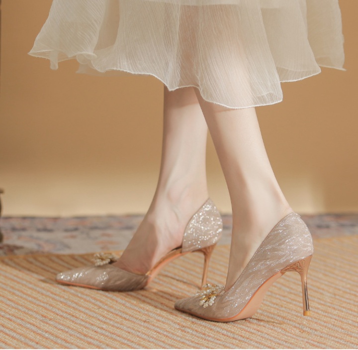 Pointed wedding shoes bride high-heeled shoes for women