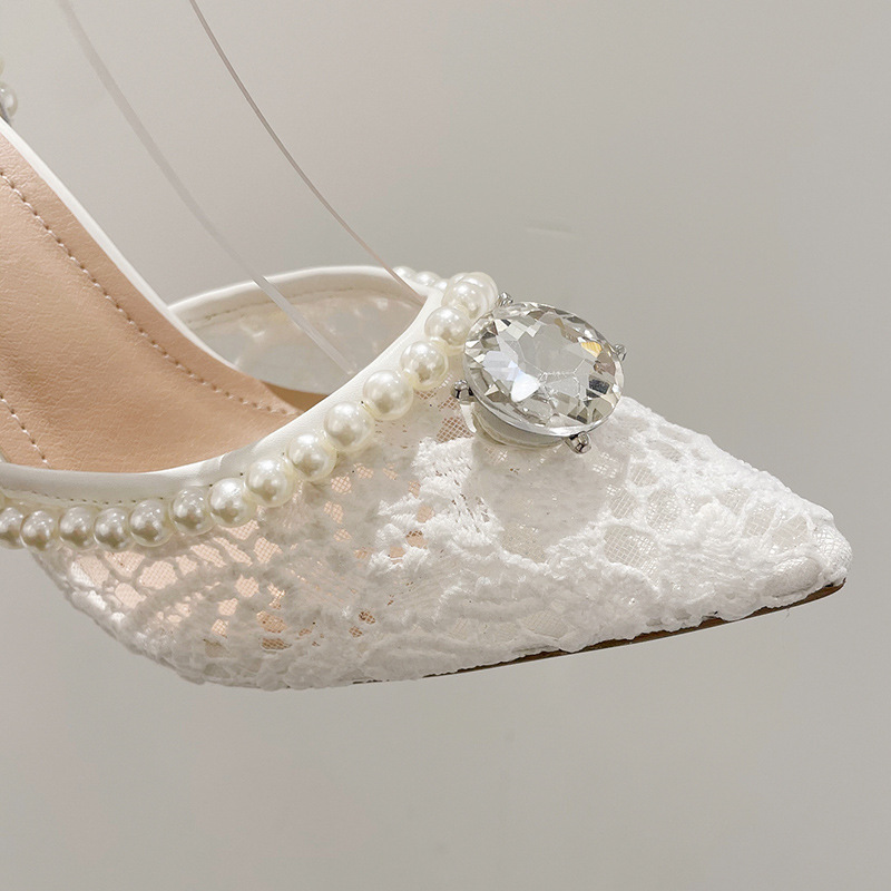 Pearl high-heeled high-heeled shoes rhinestone wedding shoes