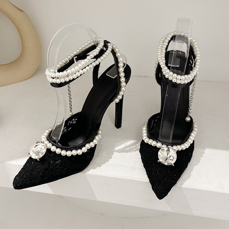 Pearl high-heeled high-heeled shoes rhinestone wedding shoes