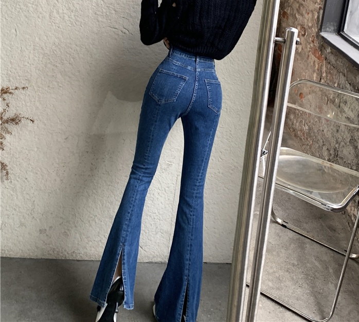 Slim micro speaker jeans retro elasticity pants for women