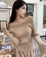 Temperament horizontal collar sweater Korean style tops