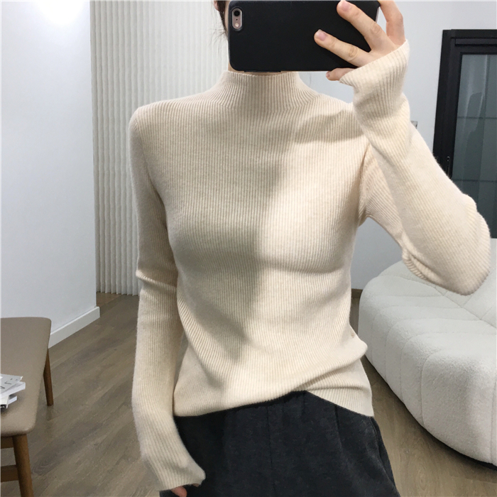Temperament bottoming grain winter sweater for women