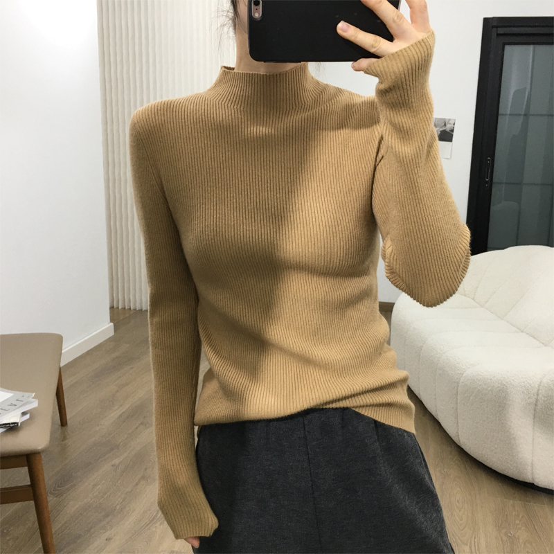 Temperament bottoming grain winter sweater for women