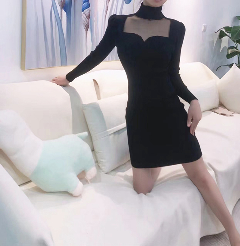 Temperament France style knitted sexy slim dress