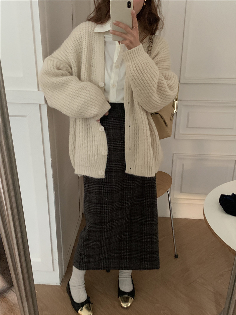 All-match pure Korean style sweater lazy long sleeve cardigan