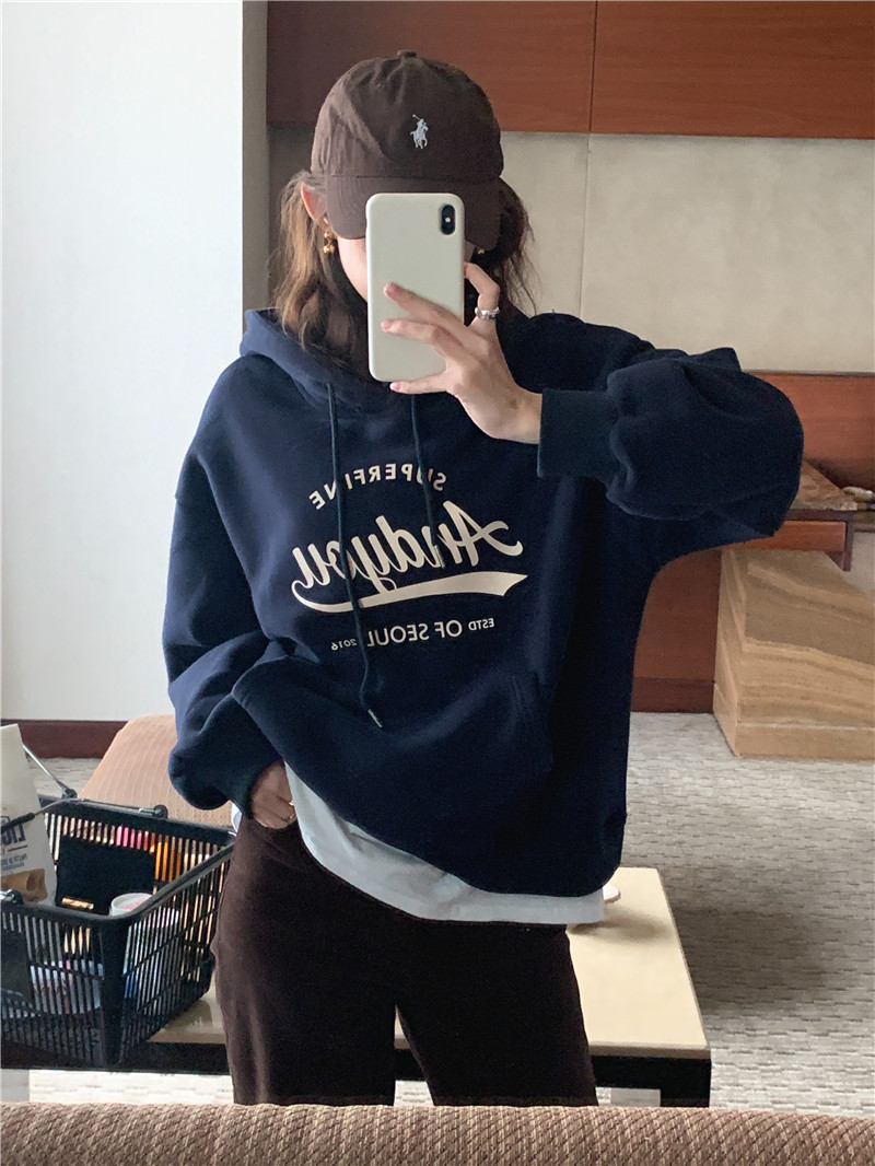 Korean style printing lazy letters hoodie