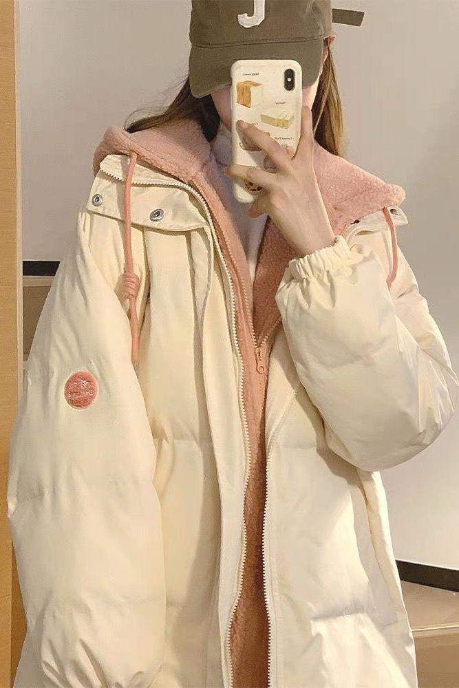 Long Korean style cotton coat loose coat for women