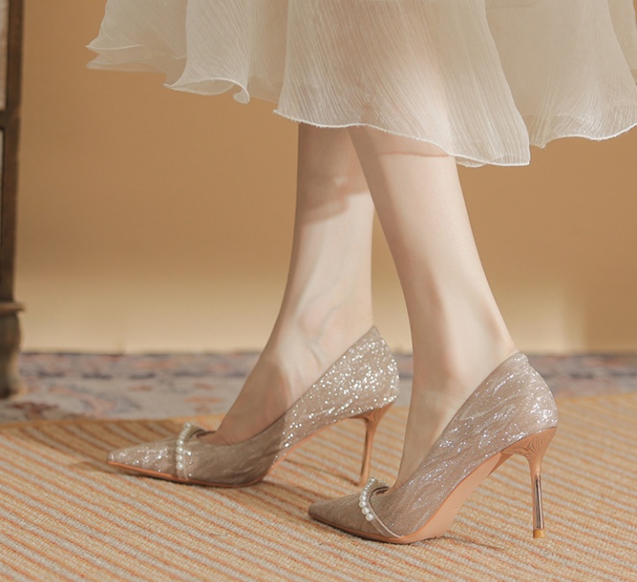 Winter bride shoes fine-root low wedding shoes for women
