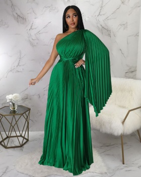 Crimp European style imitation silk dress for women