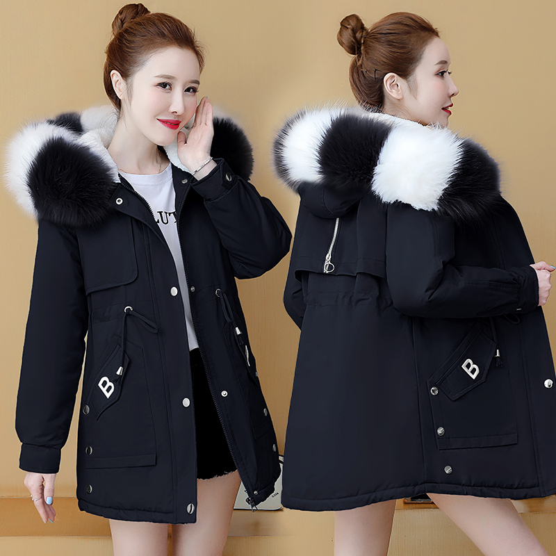 Long thermal cotton coat student coat for women