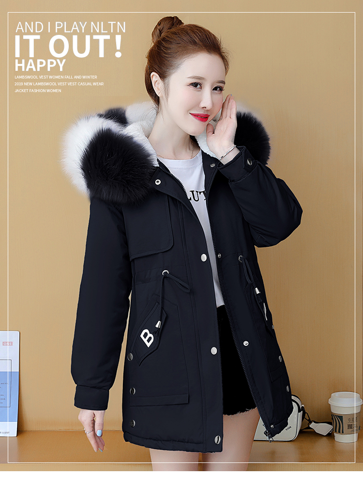 Long thermal cotton coat student coat for women