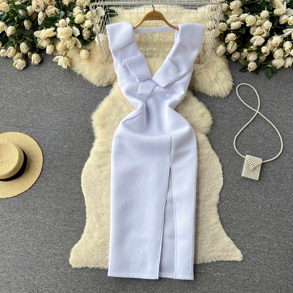 V-neck split dress spring and summer vest for women