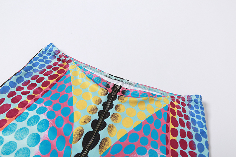 Autumn printing tops mercerized short skirt a set
