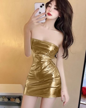 Flash spicegirl sexy bar short bright bronzing dress