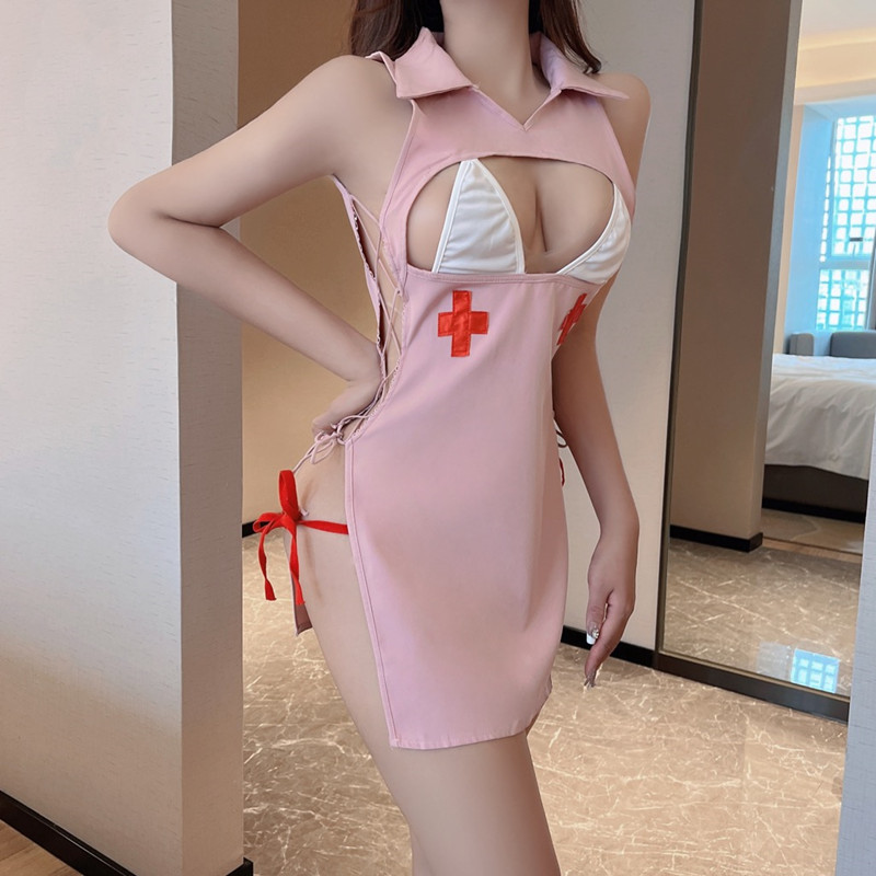 Role-play nurse pink sexy sexy enticement dress for women