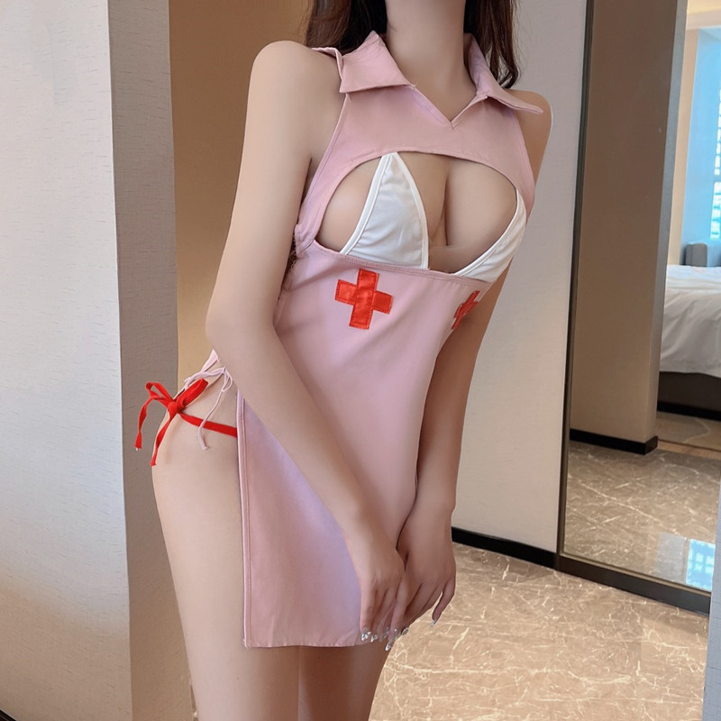 Role-play nurse pink sexy sexy enticement dress for women